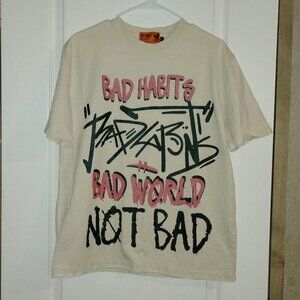 Rare Size Medium Cream Color Short Sleeve VINTAGE Bad Habits T-shirt